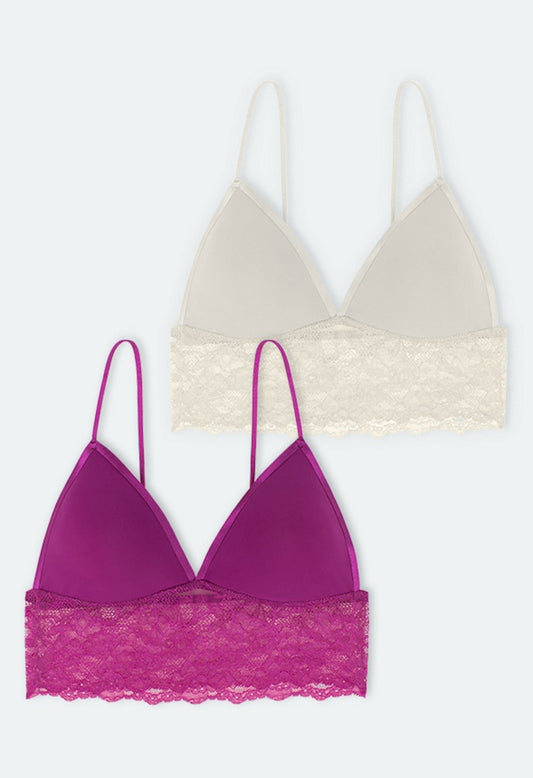Crystal Bralette (Two-Pack) Purple/Ivory