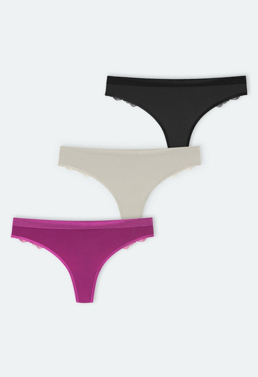 CRYSTAL PANTY (Trio Set) Purple/Ivory/Black