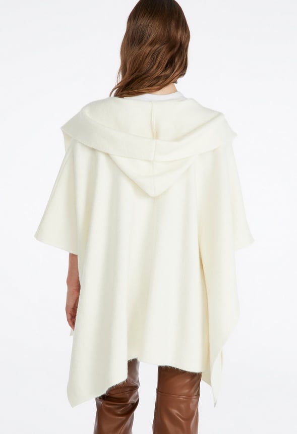 Cozy Hooded Ruana Birch White