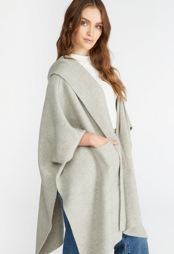 Cozy Hooded Ruana Vapor Blue