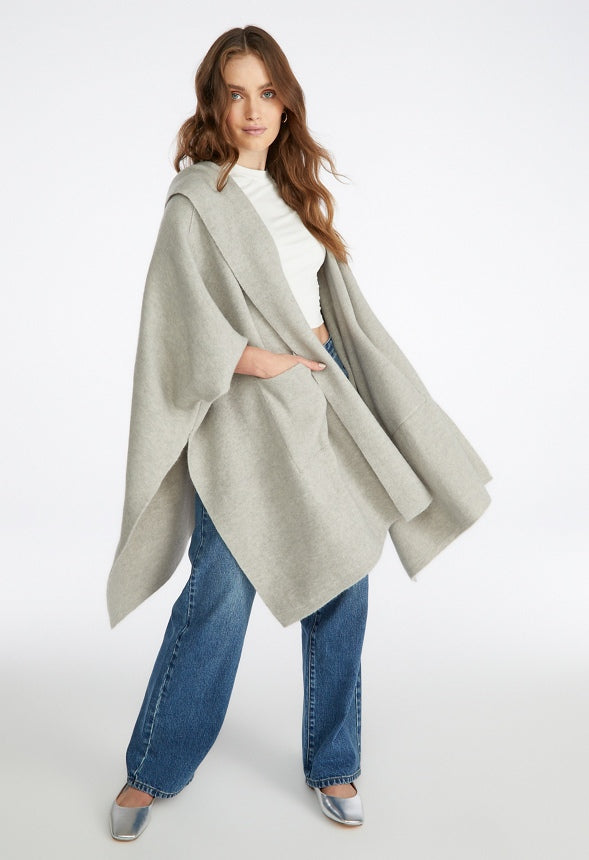Cozy Hooded Ruana Vapor Blue
