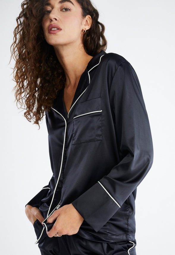 Regardless Pajama Long Sleeve Top Black
