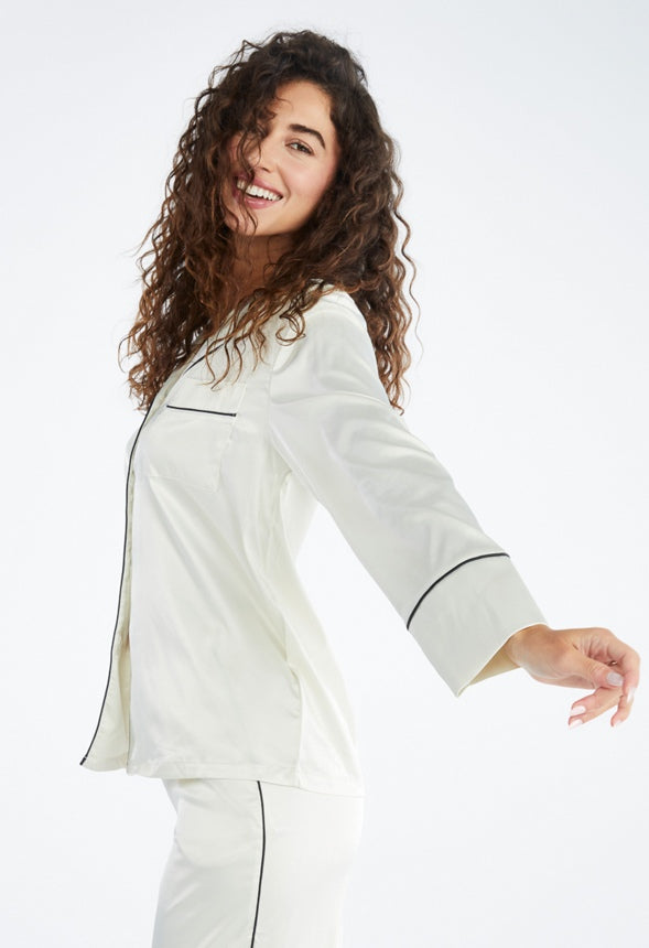 Regardless Pajama Long Sleeve Top Ivory