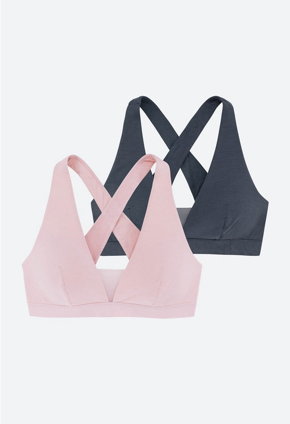 Hallie Bralette (Two-Pack) Pink/ Grey