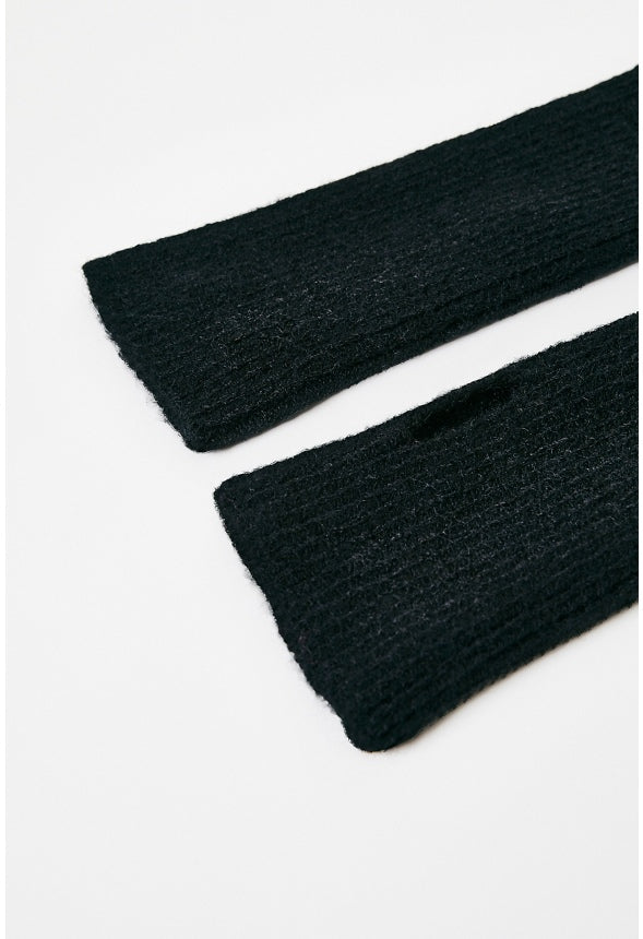 Rib Knit Arm Warmer Black