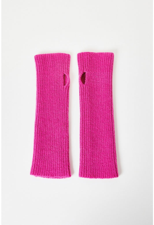 Rib Knit Arm Warmer Pink