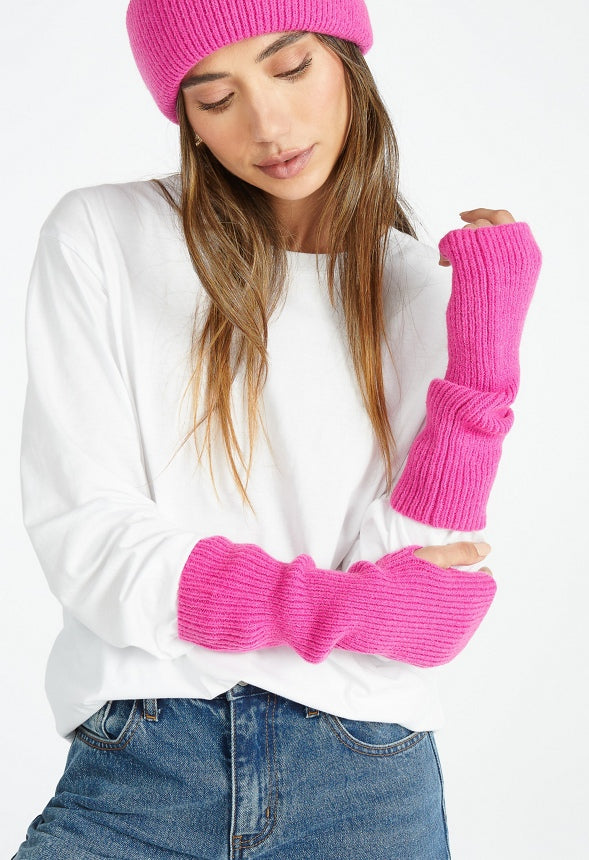 Rib Knit Arm Warmer Pink