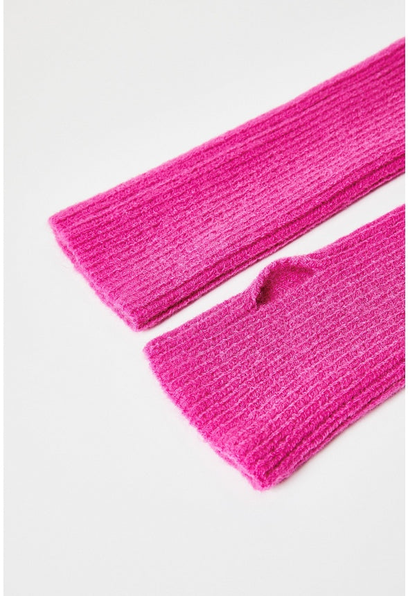 Rib Knit Arm Warmer Pink