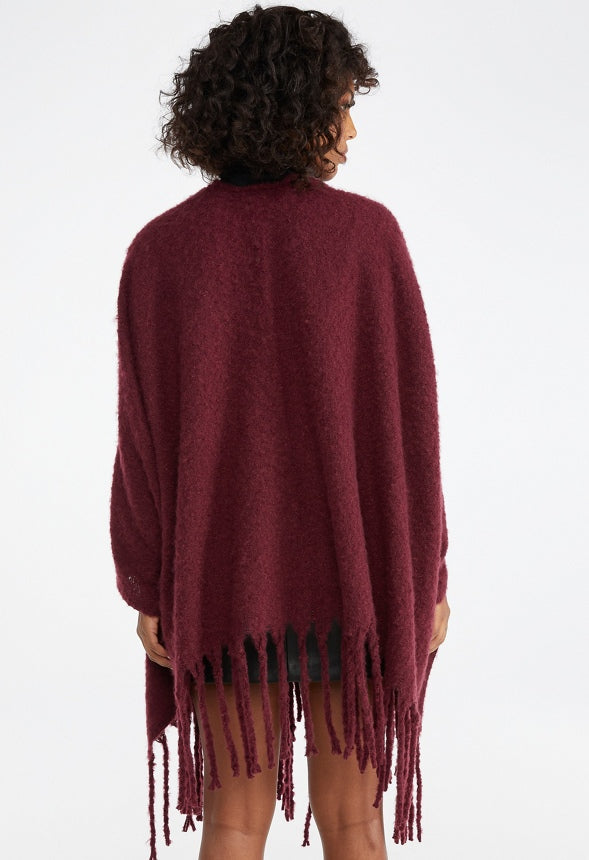 Fuzzy Ruana With Fringe Hem Port Royale