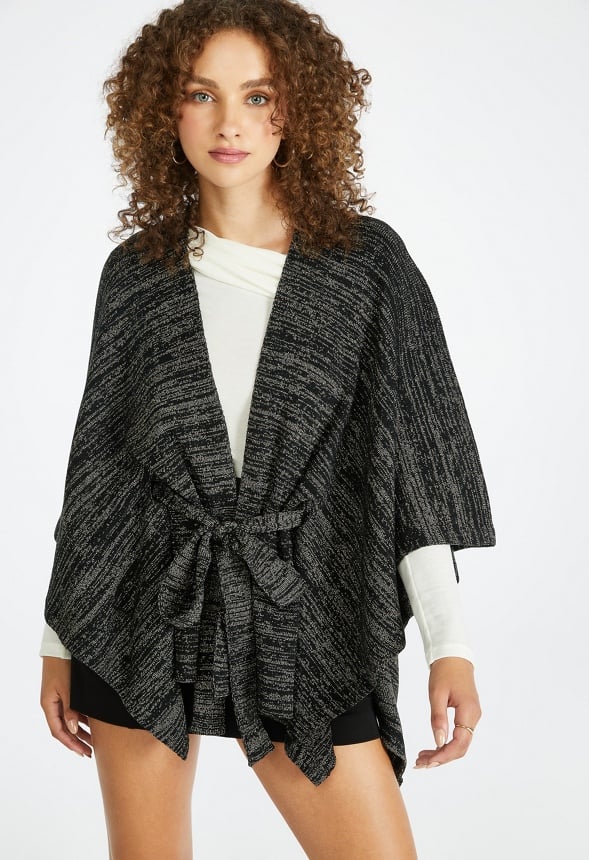 Shimmer Ruana Black