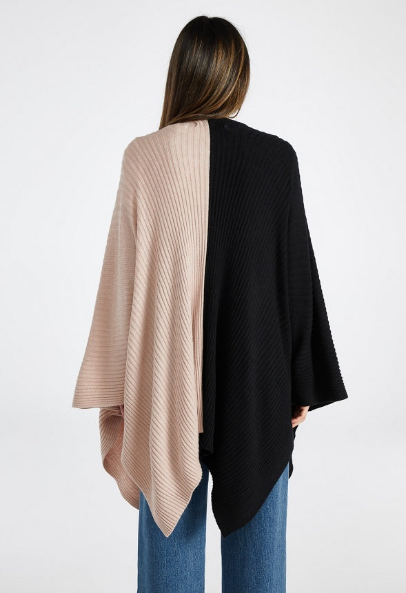 Colorblock Ribbed Knit Ruana Multi Color