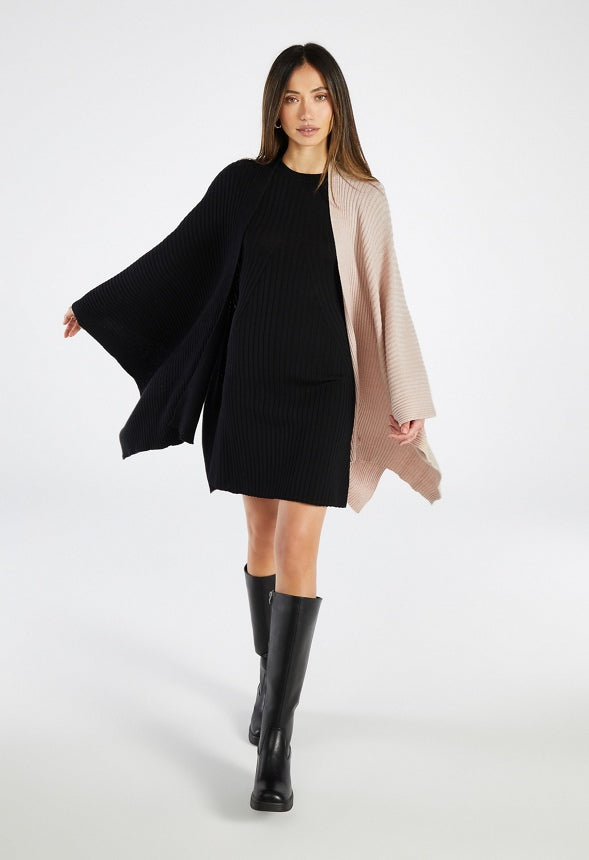 Colorblock Ribbed Knit Ruana Multi Color