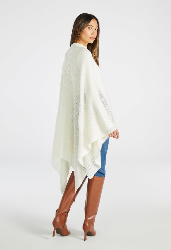 Ribbed Knit Ruana Marshmallow White