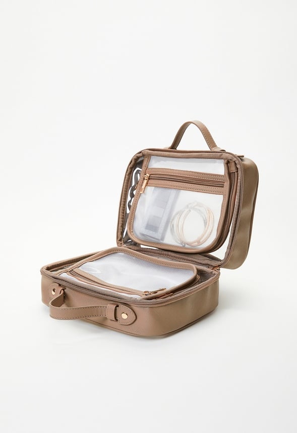 Clear Cosmetic Case Taupe