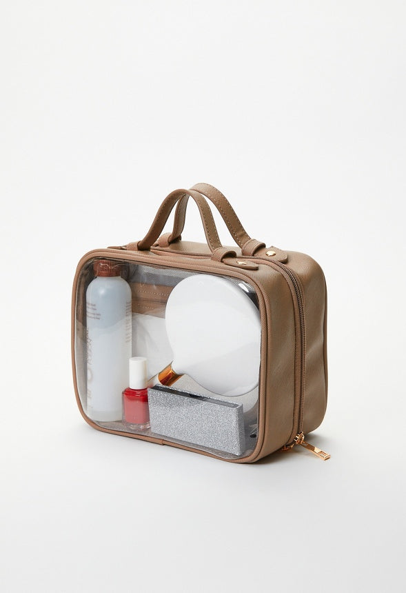 Clear Cosmetic Case Taupe