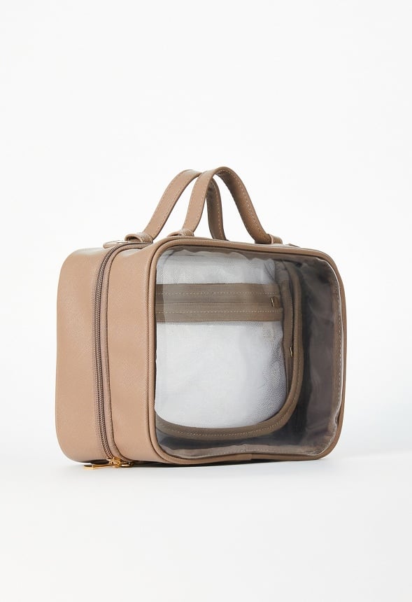 Clear Cosmetic Case Taupe