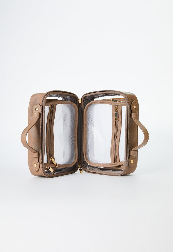 Clear Cosmetic Case Taupe
