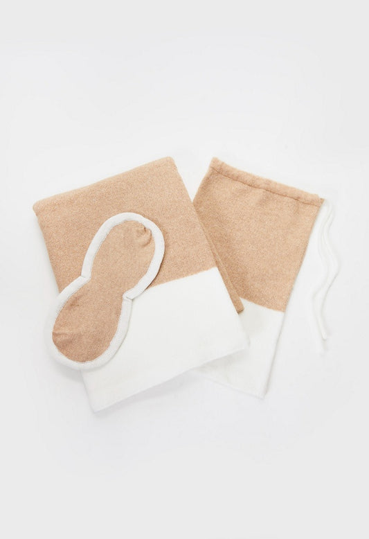 Eyemask And Blanket Travel Set Natural/ Marshmallow White