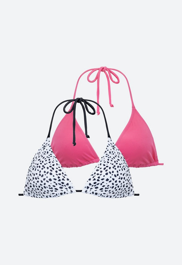 2-Pack Carrubo Bikini Tops Dalmatian/ Pink