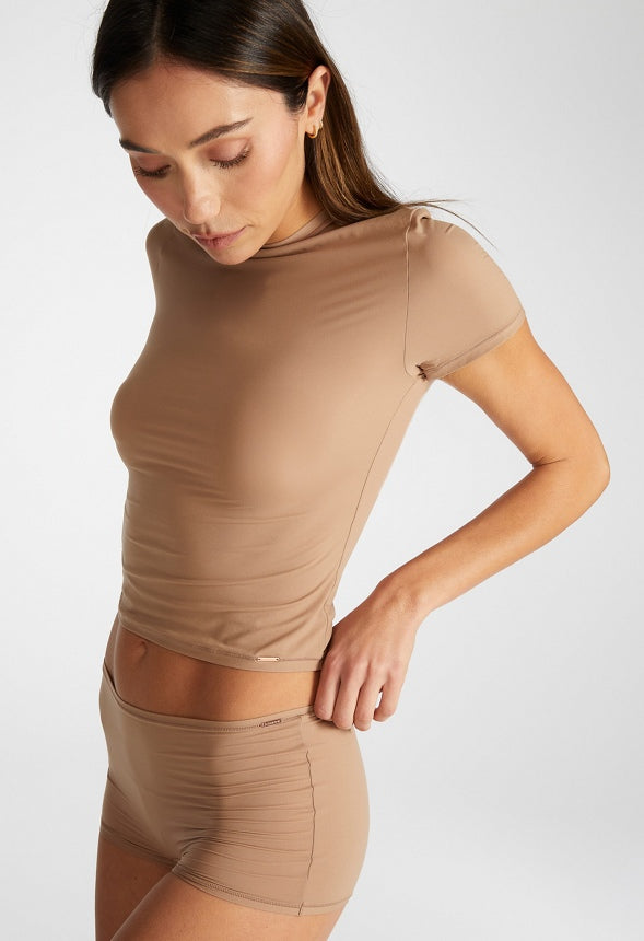 Noa Short Sleeve Top Dark Beige