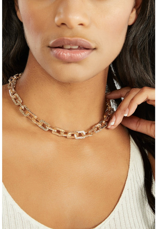 Lana Textured Oval Link Necklace Gold