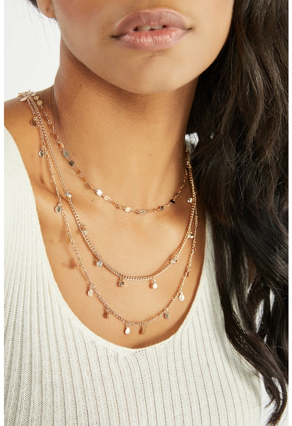 Lila Mini Metal Coin Layered Necklace Gold