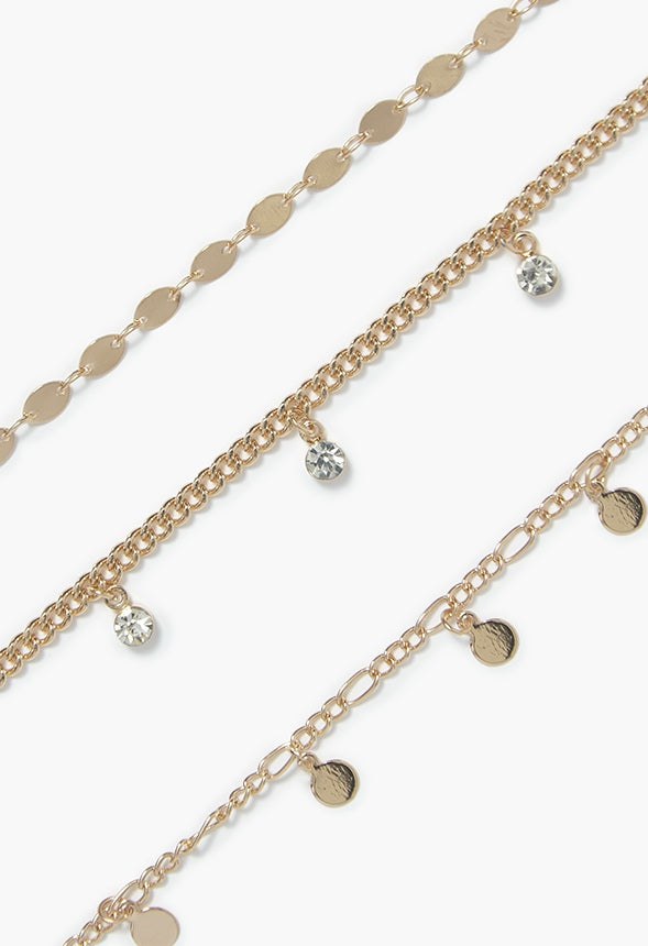 Lila Mini Metal Coin Layered Necklace Gold