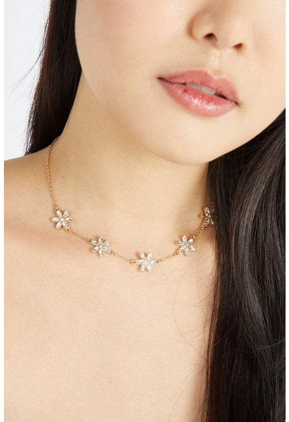Milena Flower Layered Necklace Silk/Gold