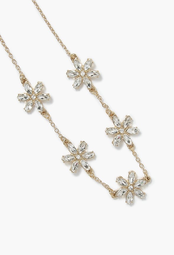 Milena Flower Layered Necklace Silk/Gold