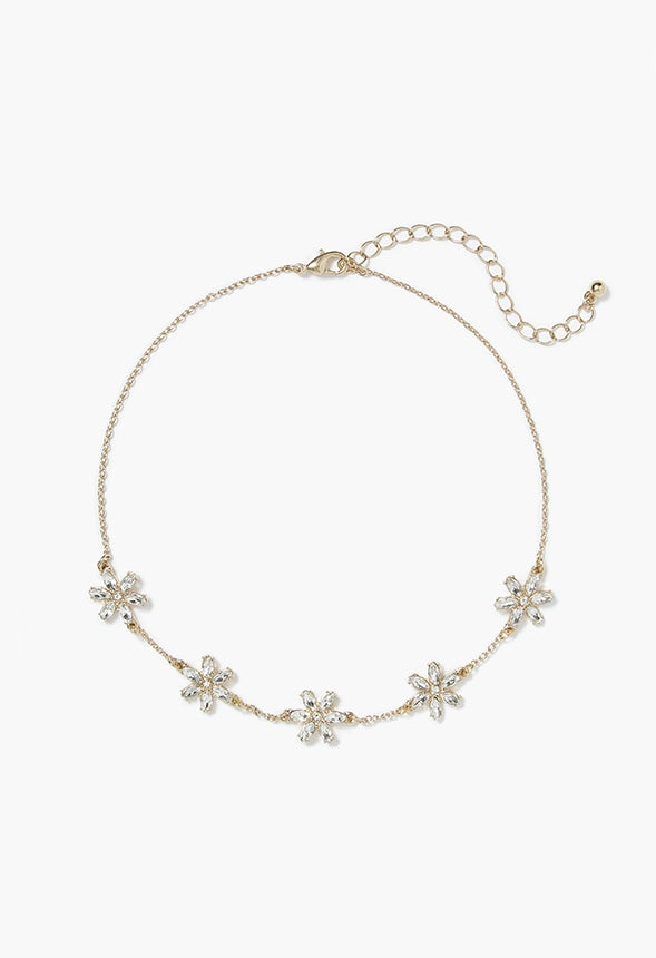 Milena Flower Layered Necklace Silk/Gold