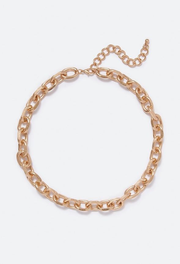 Melina Etched Link Necklace Gold