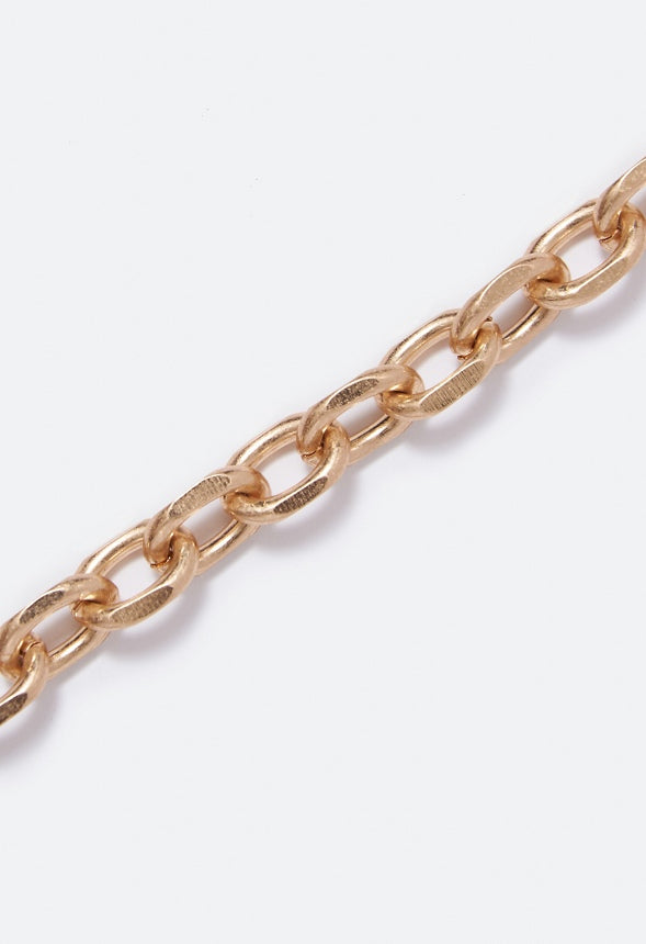 Melina Etched Link Necklace Gold