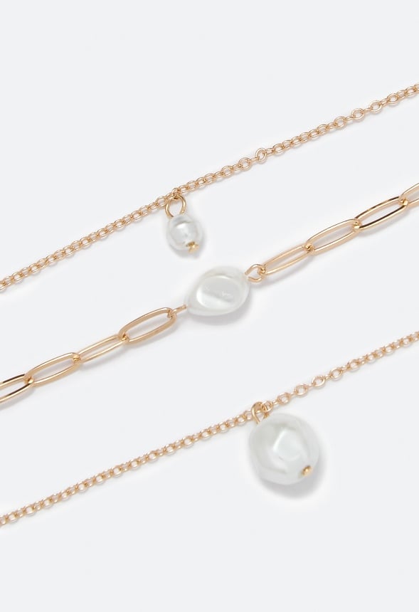 Frida Irregular Pearl Layer Necklace Pearl/Gold