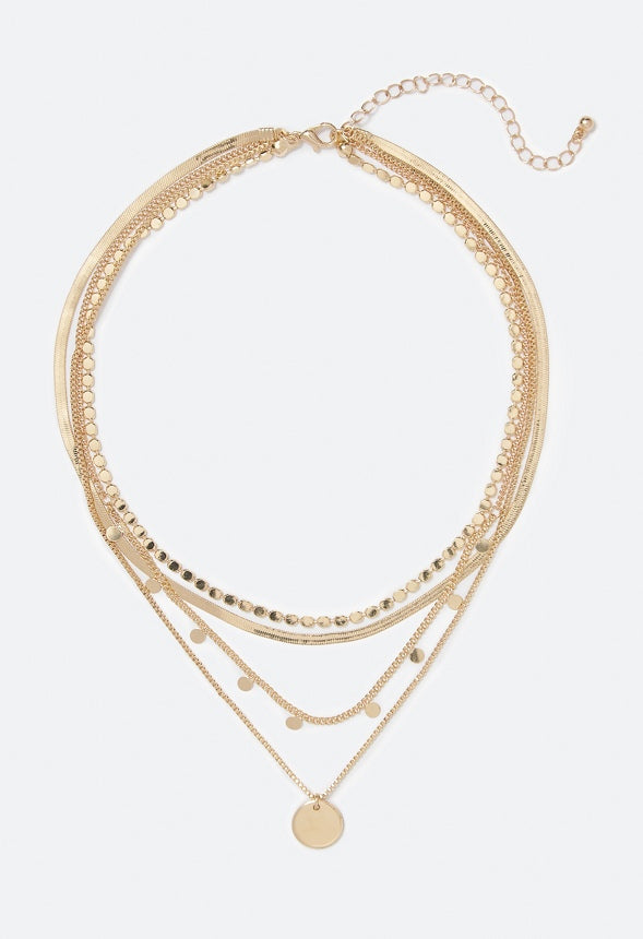 Nancy Disc And Chain Layer Necklace Gold