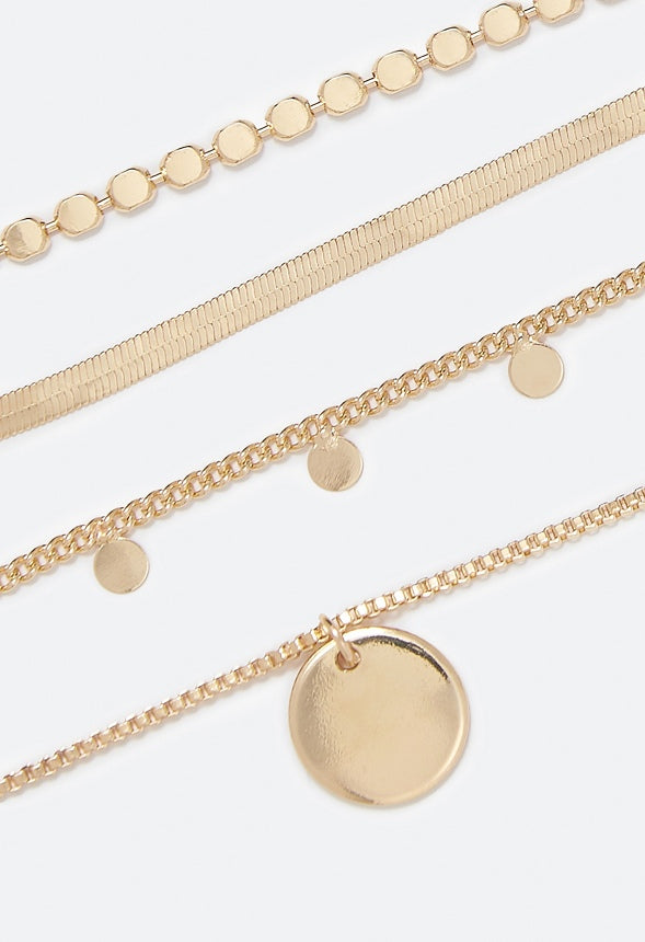 Nancy Disc And Chain Layer Necklace Gold