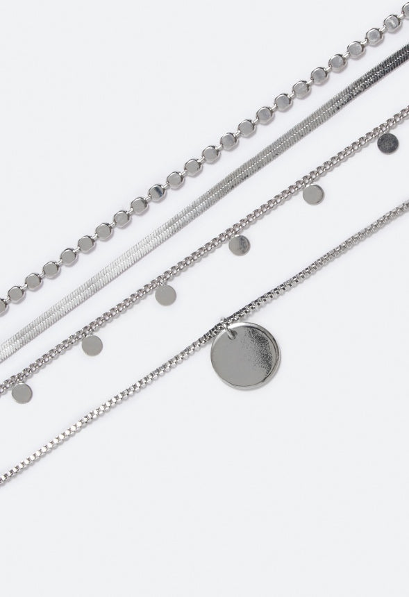 Sylvie Layered Coin Necklace Silver