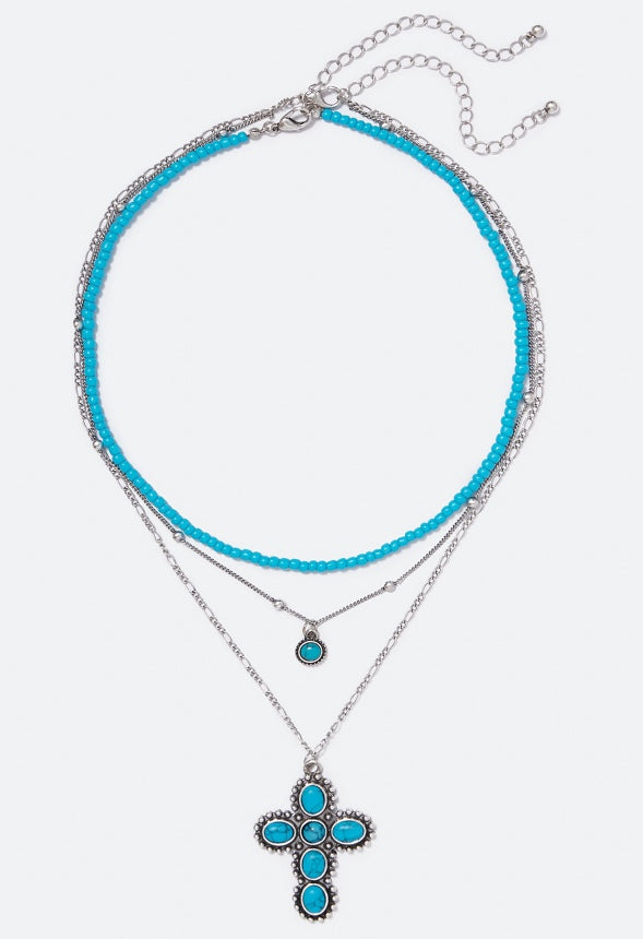 Sierra Layered Turquoise Necklace Turquoise/Antique Silver