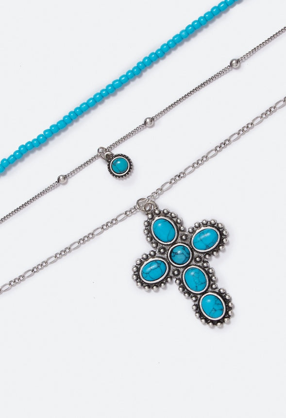 Sierra Layered Turquoise Necklace Turquoise/Antique Silver