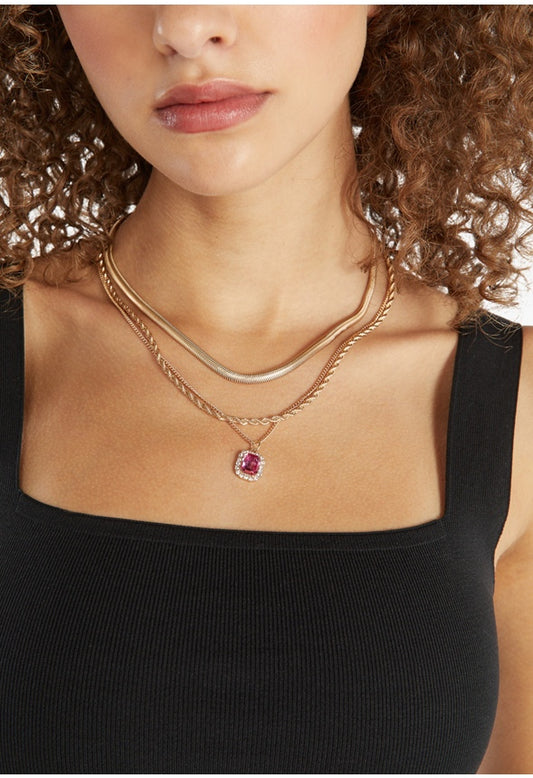 Talia Pink Layered Necklace Pink/Gold