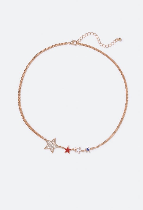Madison Graduating Stars Necklace Red/White/Blue/Gold