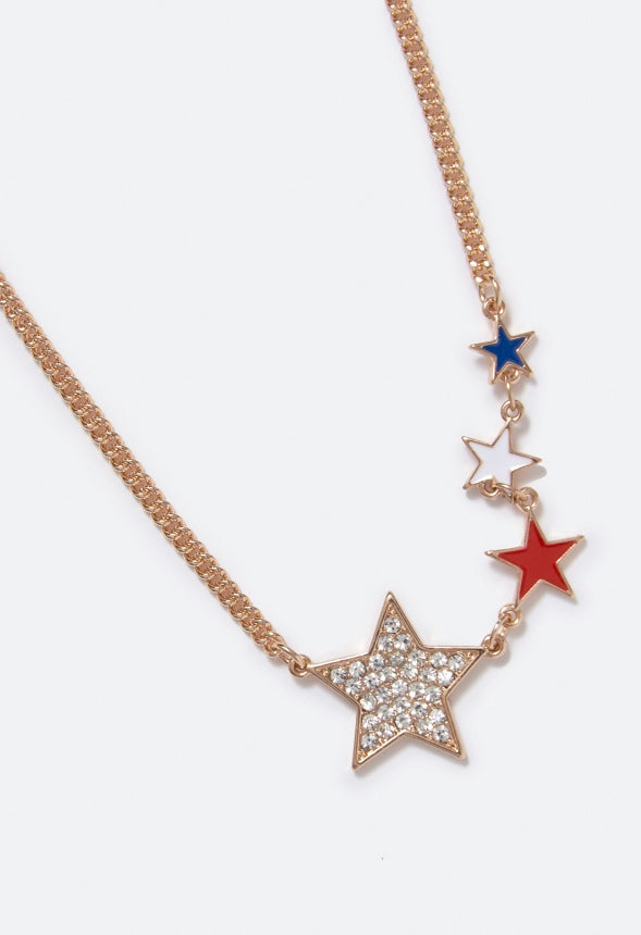 Madison Graduating Stars Necklace Red/White/Blue/Gold
