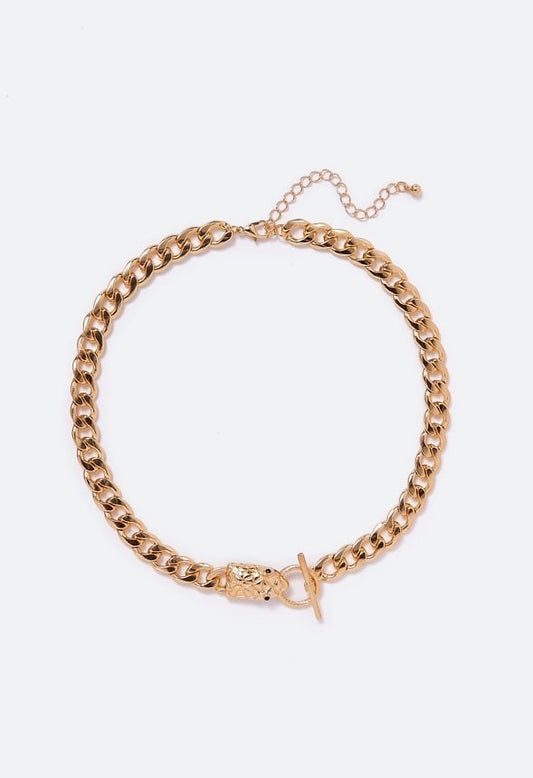 Kenzie T-Bar Snake Necklace Gold