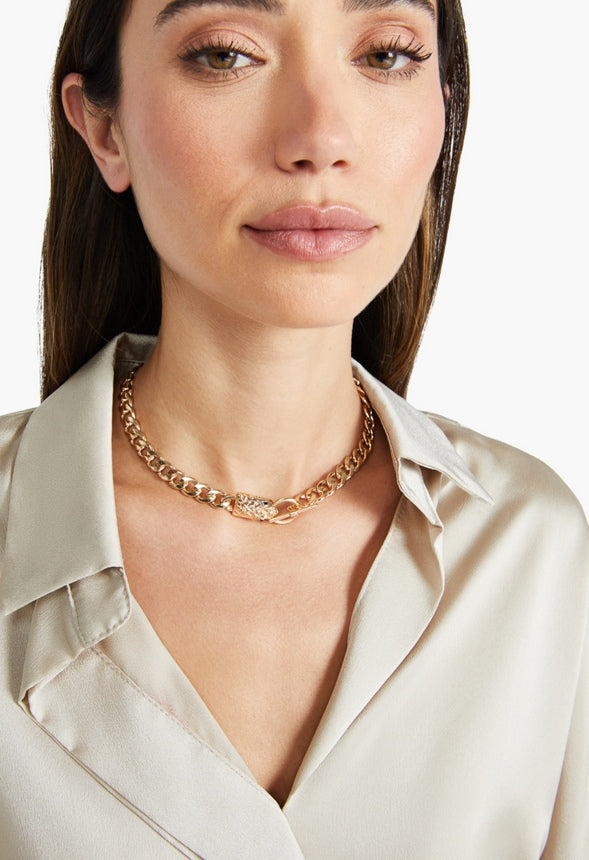 Kenzie T-Bar Snake Necklace Gold