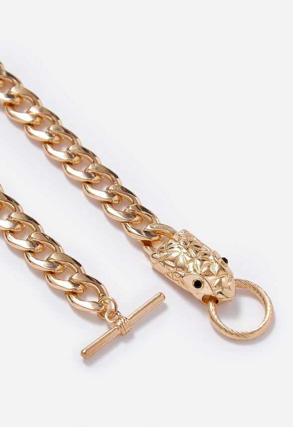 Kenzie T-Bar Snake Necklace Gold