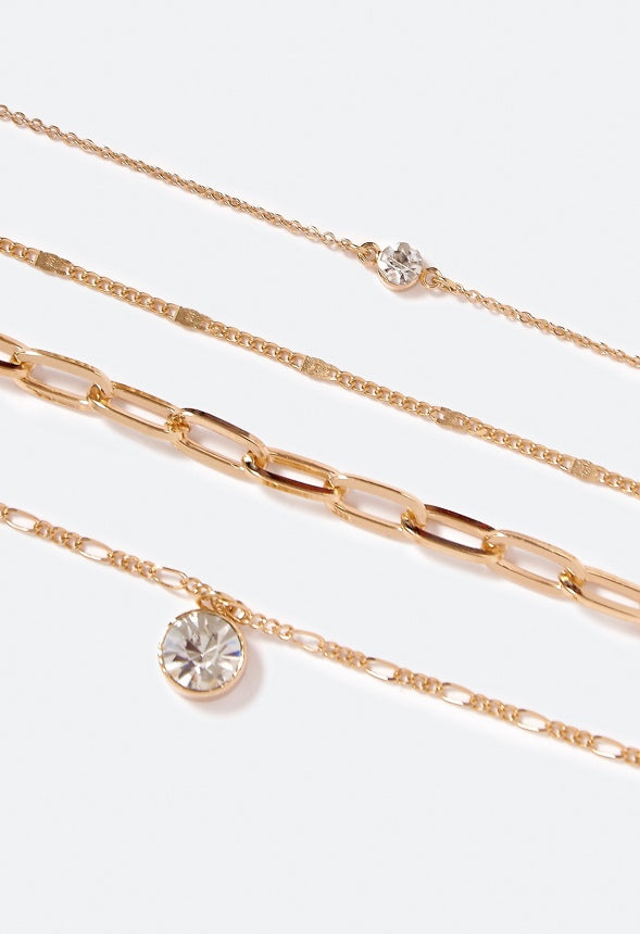 Annie Layer Chain Necklace with Glass Pendant Crystal/Gold