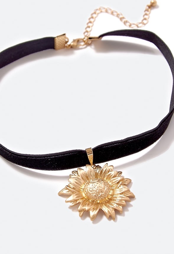 Noa Sunflower Cord Necklace Black/Gold