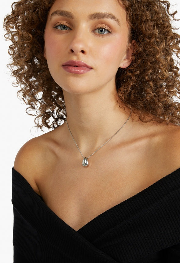 Blake Molten Teardrop Necklace Silver