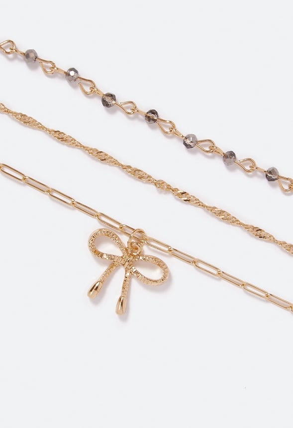 Frida Pave Bow Multirow Necklace Crystal/ Gold