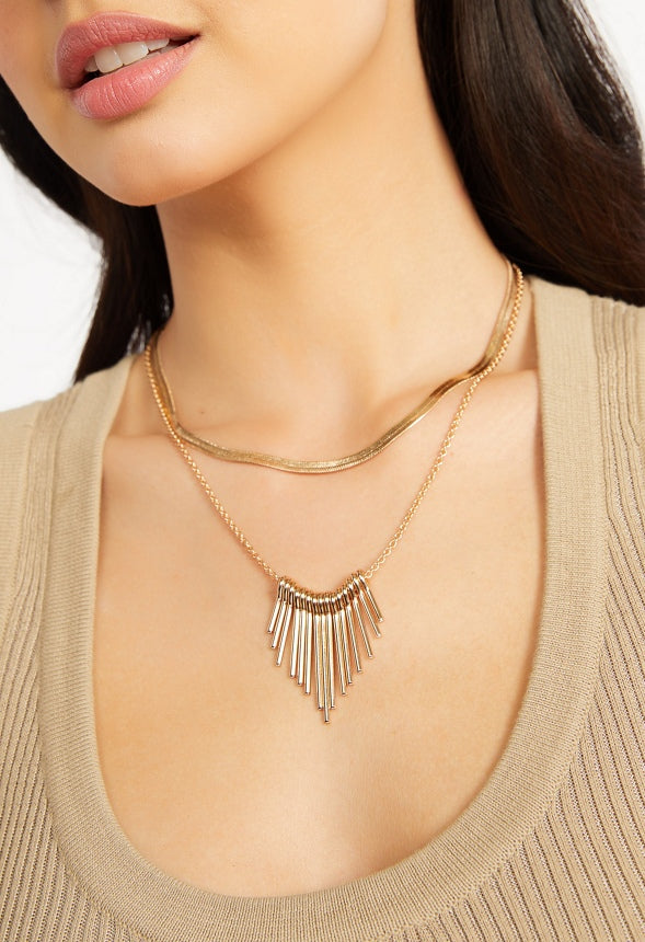 2 Rows Stella Boho Necklace Gold