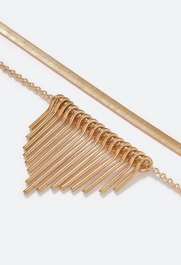 2 Rows Stella Boho Necklace Gold